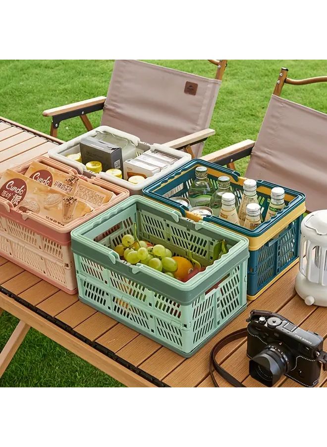 سلة تخزين قابلة للطي بيضاء كبيرة السعة للتخييم في الهواء الطلق متينة من مادة ABS - Image 2