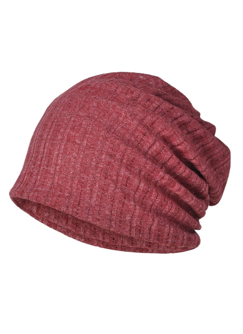 Loquat Infinity Scarf Headwear Cap Solid Color Hollow Out Dual-Use Beanie Hat Red  - Image 1
