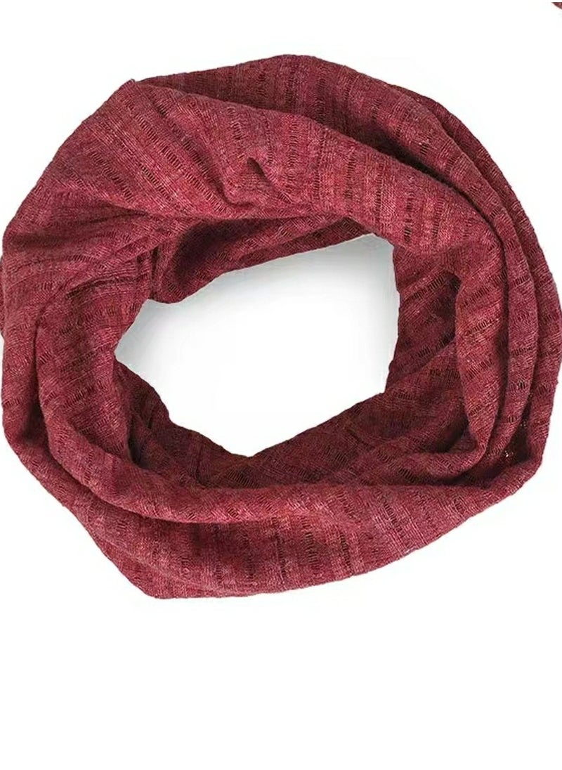Loquat Infinity Scarf Headwear Cap Solid Color Hollow Out Dual-Use Beanie Hat Red  - Image 2