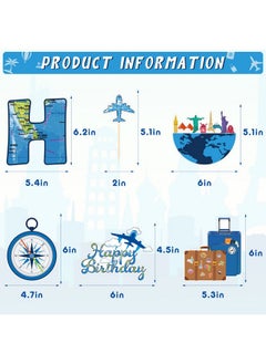 Zonon 38 Pieces Travel Theme Birthday Party Decorations The Place You'Ll Go Birthday Banner Let The Adventure Begin Hanging Swirls Bon Voyage Cake Toppers For Birthday Baby Shower Party Supplies  - Image 2