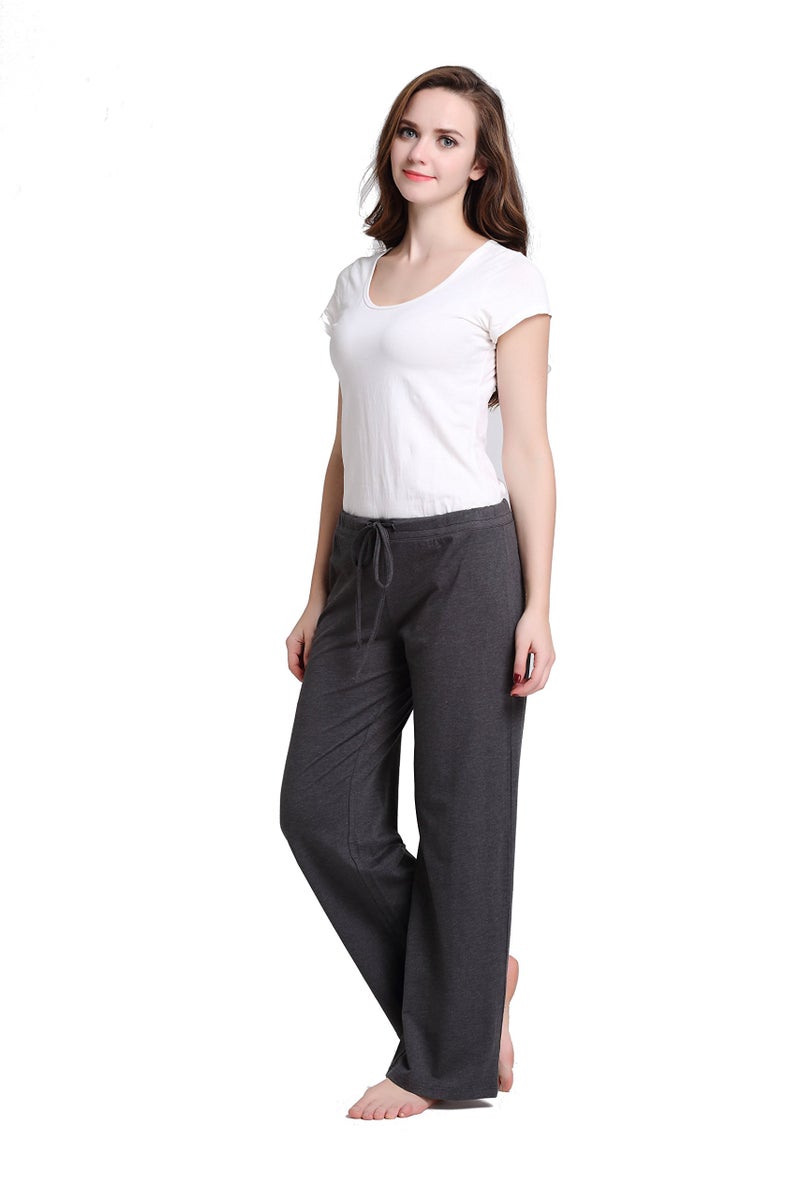 CYZ Womens Casual Stretch Cotton Pajama Pants Simple Lounge Pants,Charcoal, Size: X-Large - Image 3