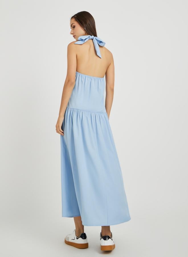 تايك تو فستان ميدي بدون أكمام بياقة هالتر وتفاصيل مكشكشة - Image 4