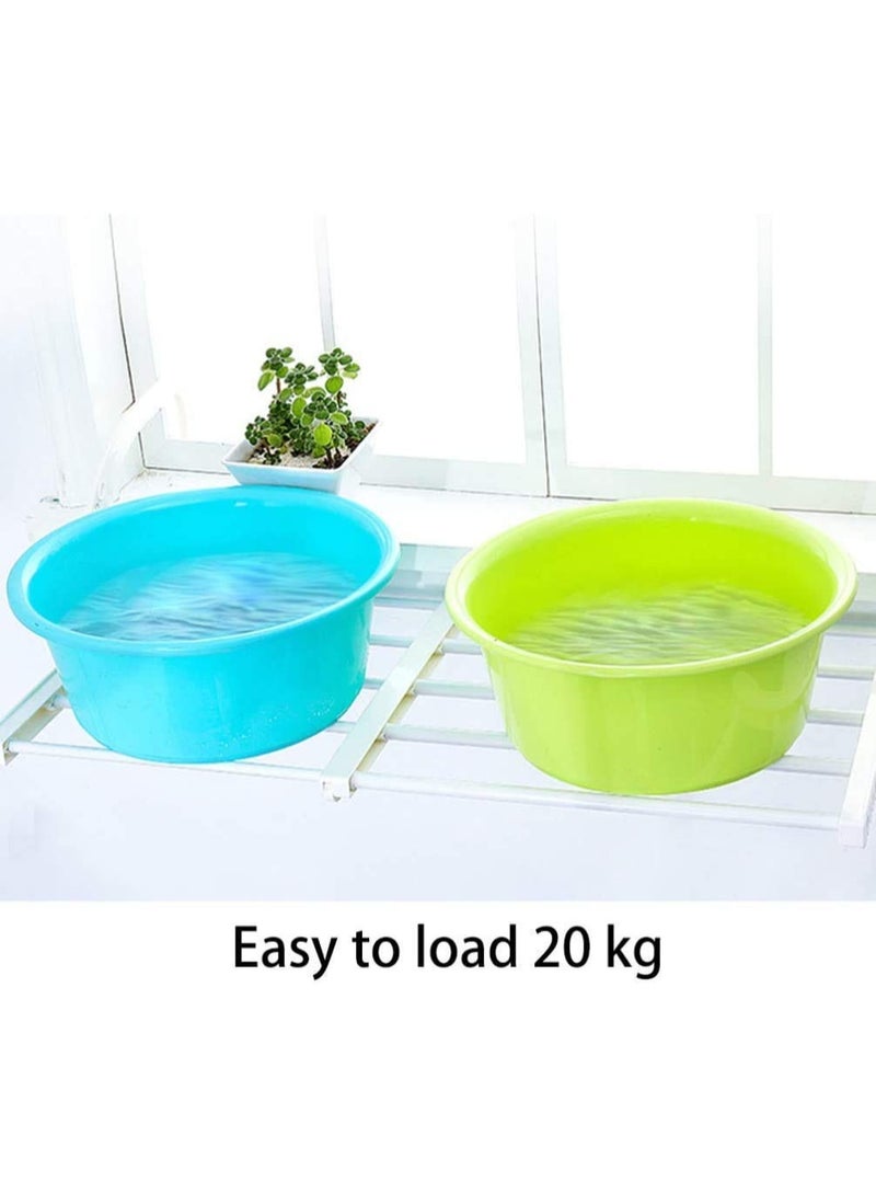 Balcony Drying Rack for Cloth Socks Shoes Towel | Multi Functional Telescopic Window Sill Hanging Stand | Foldable Balcony Drying Rack with Self Hanging Hanger (baby blue) - Image 5