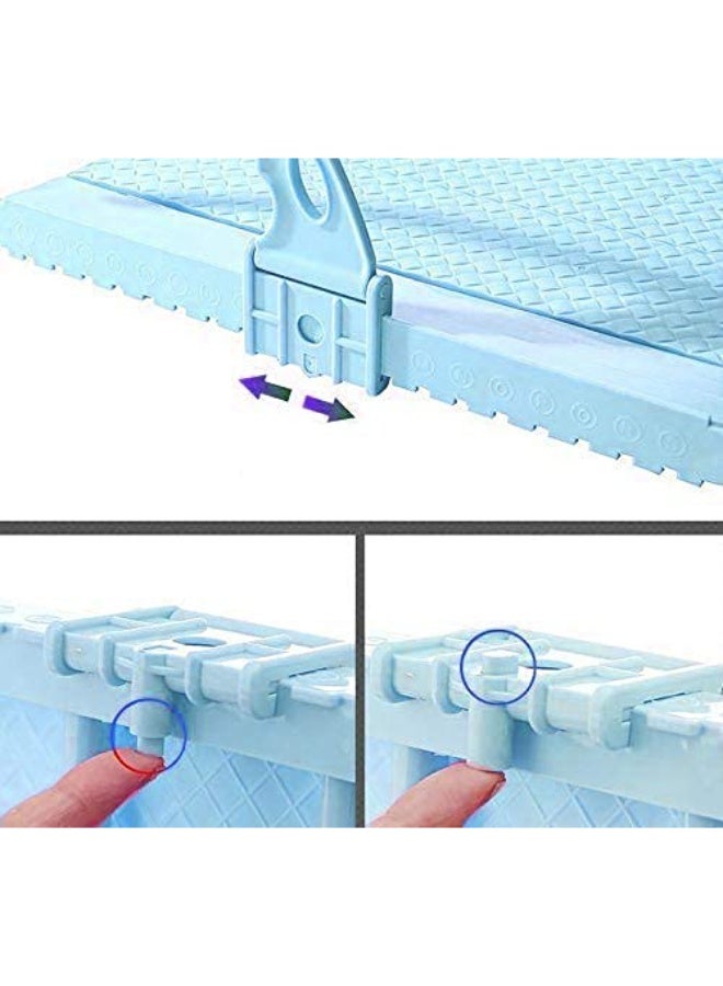 Balcony Drying Rack for Cloth Socks Shoes Towel | Multi Functional Telescopic Window Sill Hanging Stand | Foldable Balcony Drying Rack with Self Hanging Hanger (baby blue) - Image 2