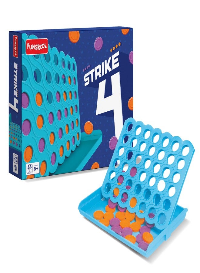 Funskool Games, Strike 4, New and Improved, Classic disc Dropping Game, 4 in a Row, Connect Game, Family Games, Strategy Board Games, Toys for Kids and Adults, 2 Players, Ages 6 Years and Above - Image 1