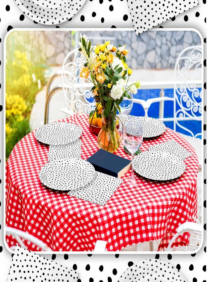 Zhehao 120 Pcs Black Painted Dots Paper Plates and Napkins Bulk Disposable Black Cream Polka Dot Plates and Napkins for Picnic Wedding Birthday Tea Party Decoration - Image 4