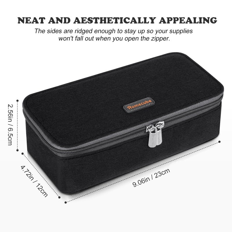 Homecube Capacious Pencil Case Marker Holder Pouch Desk Organizer Big Pencil Bag with Zipper Large Storage Box for College Middle School Office Supplies Stationery - Black - Image 3
