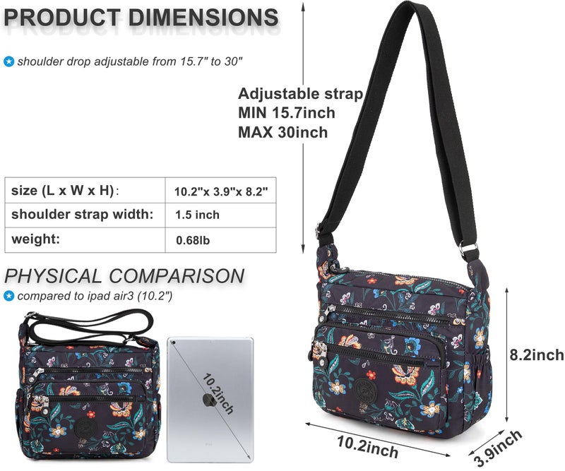 Pealwel Women Shoulder Handbag Roomy Multiple Pockets Bag Ladies Crossbody Purse Tote Top Handle Satchel(Flower Love) - Image 4