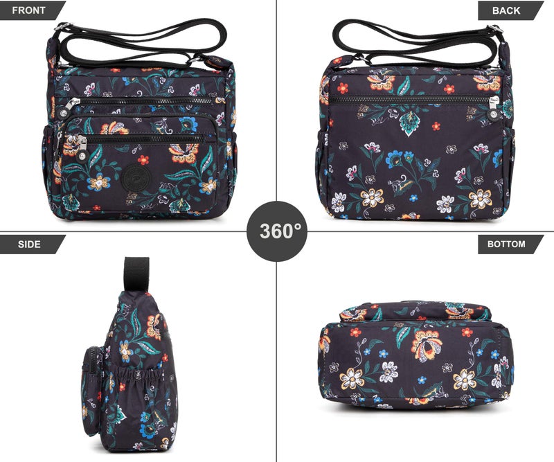 Pealwel Women Shoulder Handbag Roomy Multiple Pockets Bag Ladies Crossbody Purse Tote Top Handle Satchel(Flower Love) - Image 3