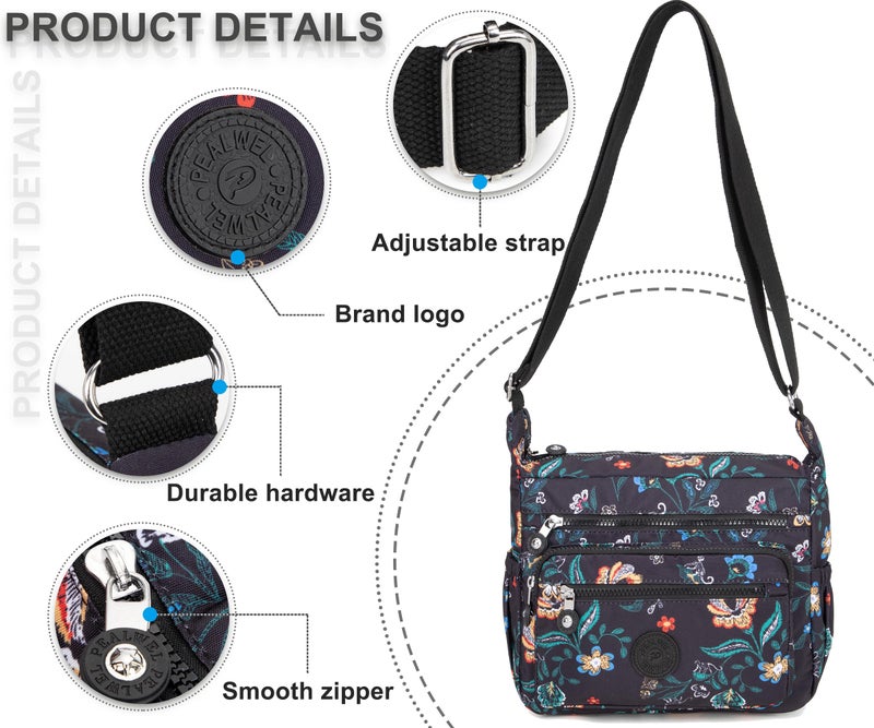 Pealwel Women Shoulder Handbag Roomy Multiple Pockets Bag Ladies Crossbody Purse Tote Top Handle Satchel(Flower Love) - Image 5