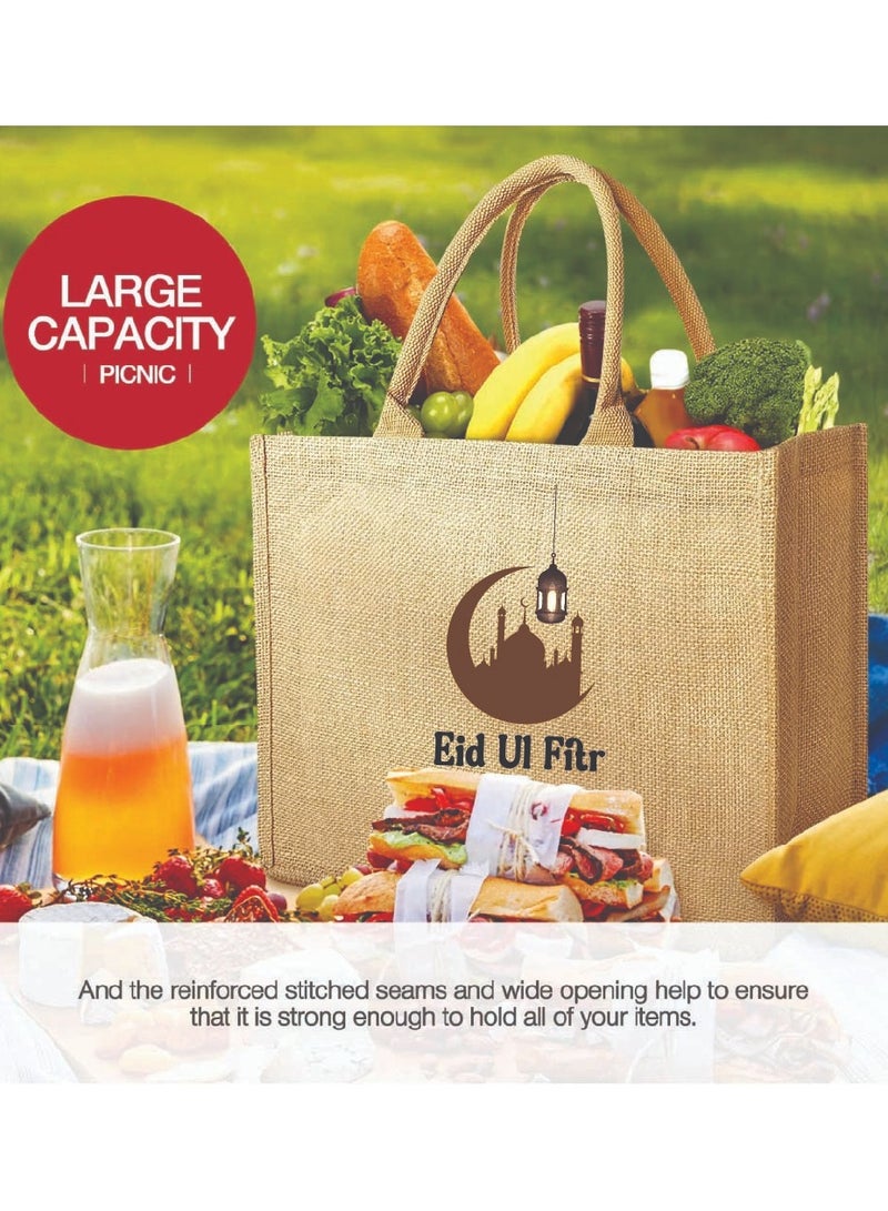 PRINTSHOP4ME Eid Mubarak Jute Tote Bags - Eco-Friendly Jute Grocery and Shopping Bags - Perfect for Shopping and Groceries Tote Bags - Gift for Eid - Eid Jute Bags - Image 4