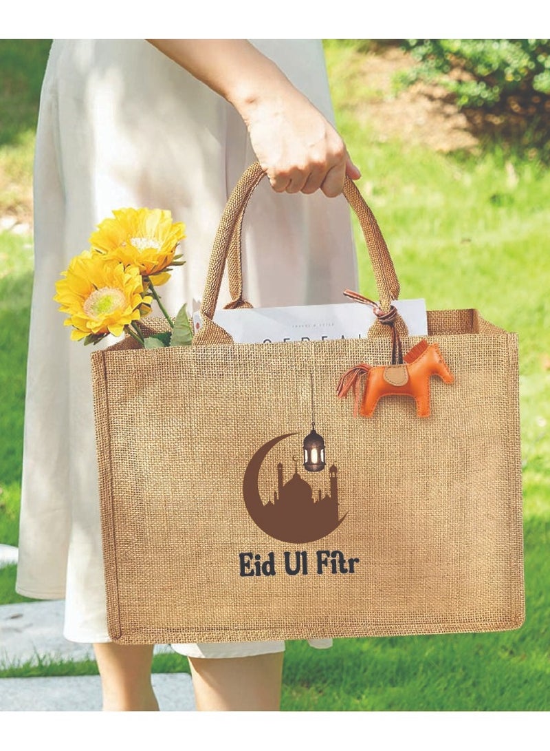 PRINTSHOP4ME Eid Mubarak Jute Tote Bags - Eco-Friendly Jute Grocery and Shopping Bags - Perfect for Shopping and Groceries Tote Bags - Gift for Eid - Eid Jute Bags - Image 5