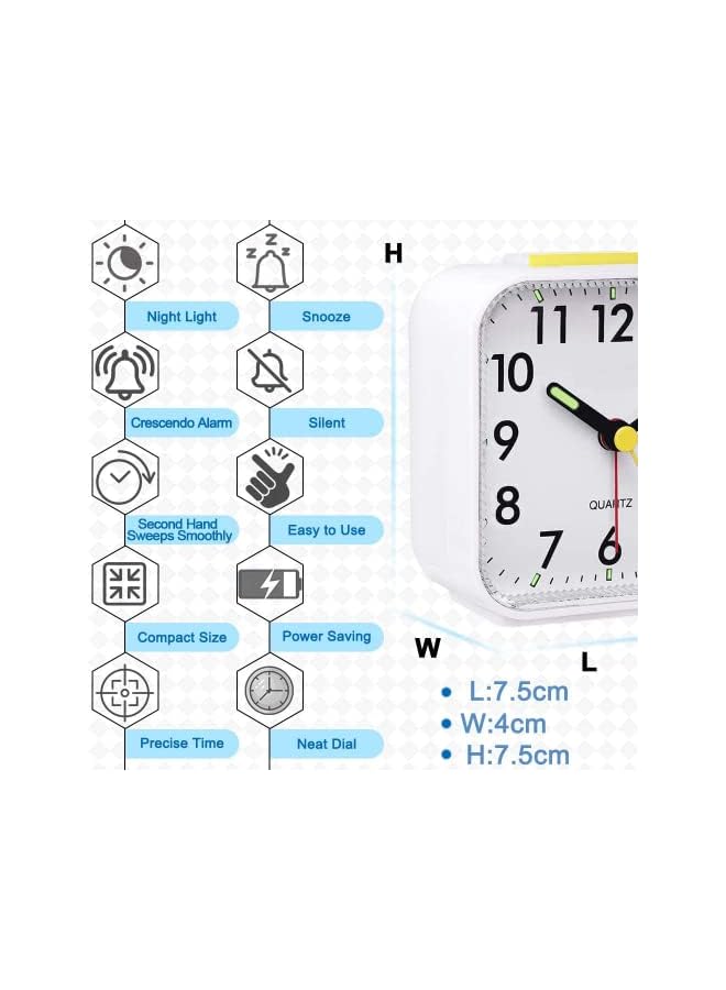 SYOSI Alarm Clock, Bedside Non Ticking Battery Powered Bedside Clocks Travel Alarm Clock Basic Bedroom Clock Table Clocks Luminous Large Display Snooze Light Function for Bedroom Office - Image 5