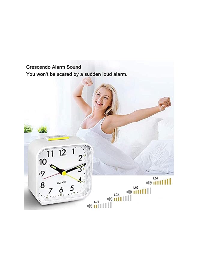 SYOSI Alarm Clock, Bedside Non Ticking Battery Powered Bedside Clocks Travel Alarm Clock Basic Bedroom Clock Table Clocks Luminous Large Display Snooze Light Function for Bedroom Office - Image 4