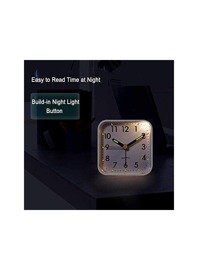 SYOSI Alarm Clock, Bedside Non Ticking Battery Powered Bedside Clocks Travel Alarm Clock Basic Bedroom Clock Table Clocks Luminous Large Display Snooze Light Function for Bedroom Office - Image 2