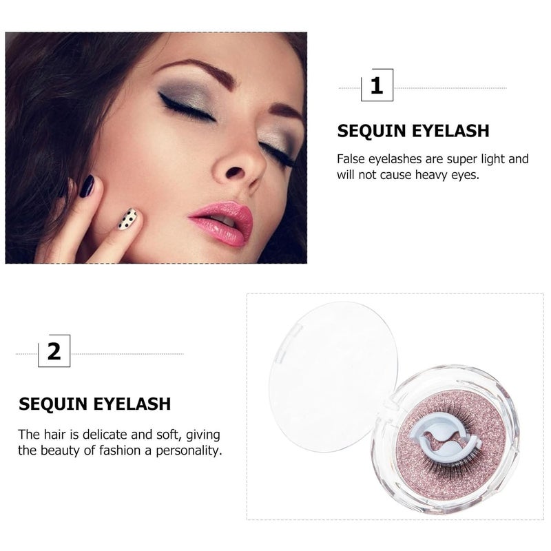 Uonlytech Self-adhesive False Eyelashes 2 Pairs Natural Makeup Lashes Extension Eyelashes Women Eye Decors Reusable Lightweight Party Eye Makeup - Image 3