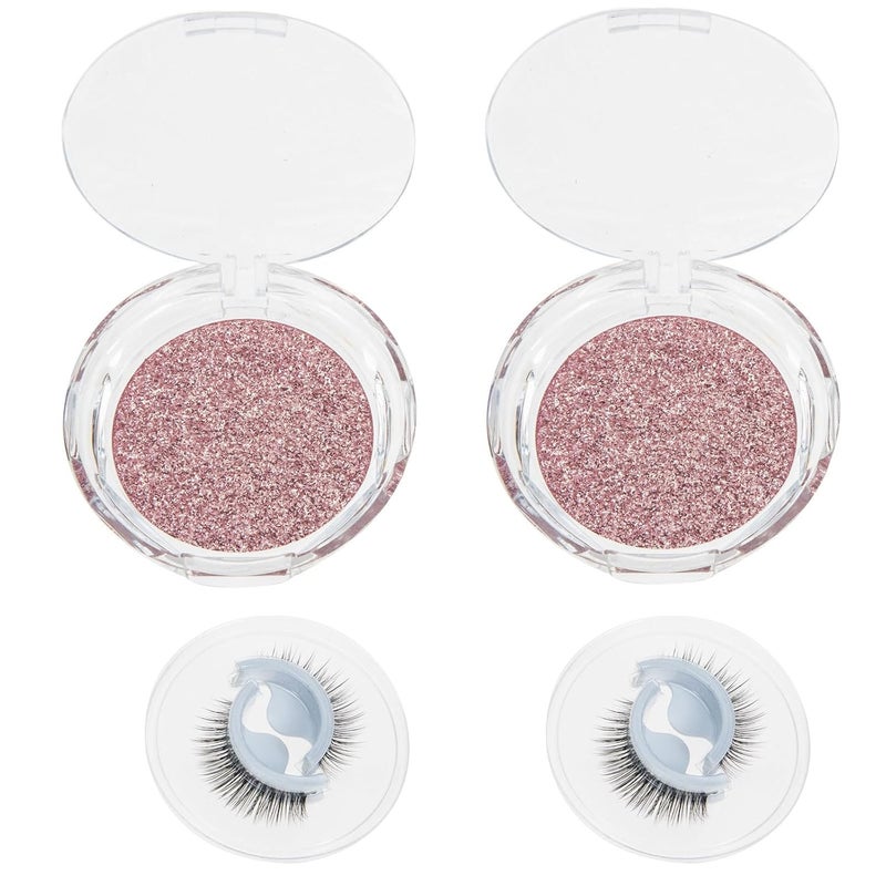 Uonlytech Self-adhesive False Eyelashes 2 Pairs Natural Makeup Lashes Extension Eyelashes Women Eye Decors Reusable Lightweight Party Eye Makeup - Image 1