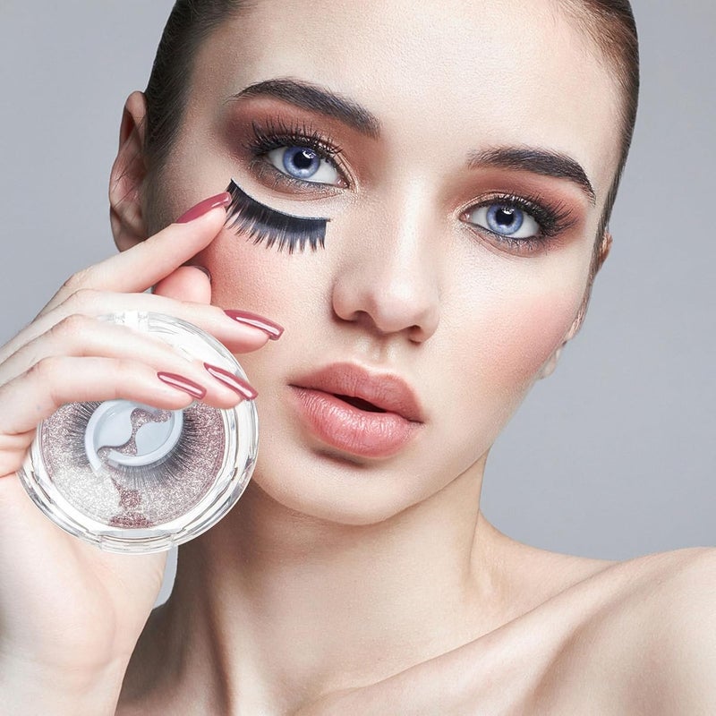 Uonlytech Self-adhesive False Eyelashes 2 Pairs Natural Makeup Lashes Extension Eyelashes Women Eye Decors Reusable Lightweight Party Eye Makeup - Image 5