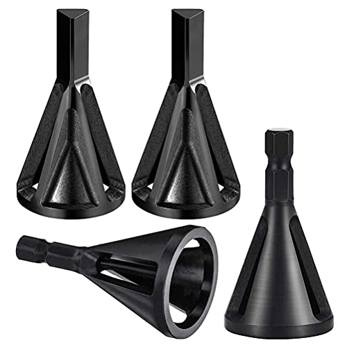 Odowalker 4 Pcs HSS Deburring External Chamfer Tool, Removing Burr Tools Carbide Blades Deburring Tool, CR12MOV Steel Hex &Triangle Shank Burr Remover for Drill Bit Fits for Bolts 4mm-19mm - Image 3