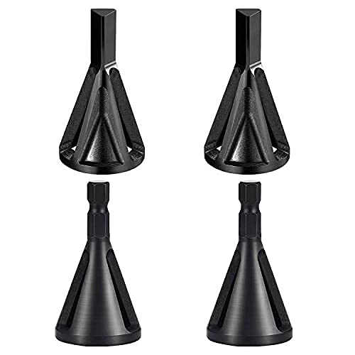 Odowalker 4 Pcs HSS Deburring External Chamfer Tool, Removing Burr Tools Carbide Blades Deburring Tool, CR12MOV Steel Hex &Triangle Shank Burr Remover for Drill Bit Fits for Bolts 4mm-19mm - Image 2