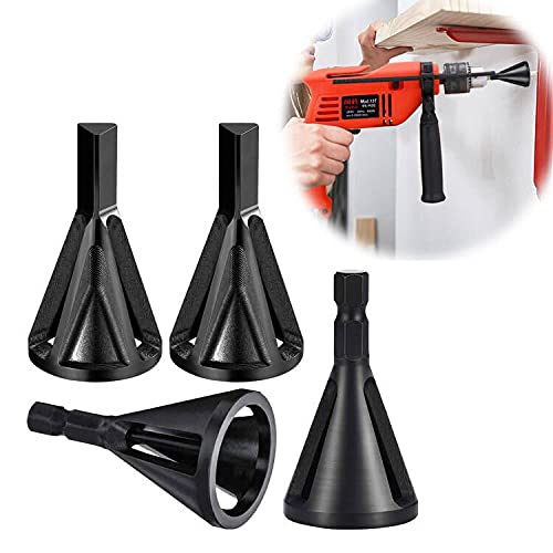 Odowalker 4 Pcs HSS Deburring External Chamfer Tool, Removing Burr Tools Carbide Blades Deburring Tool, CR12MOV Steel Hex &Triangle Shank Burr Remover for Drill Bit Fits for Bolts 4mm-19mm - Image 1