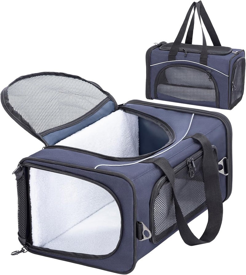 Petsfit Transport Bag Cat & Dog Bag Aeroplane | Flight Bag for Dogs & Transport Box Cat | Flight-Approved Pet Bag | Safe Transport in Car, Plane and Train, M/Blue - Image 1