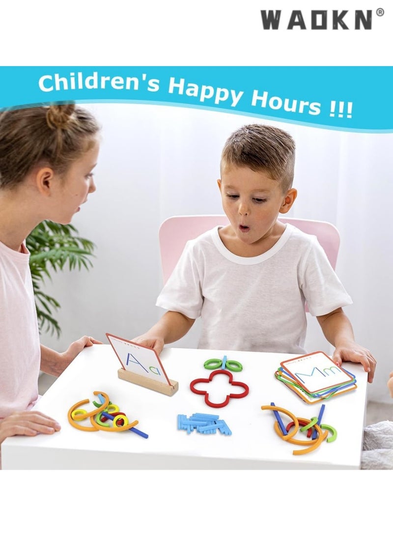 WAOKN Wooden Creative Stem Sticks & Rings Toys for Kids 3+ Montessori Matching Puzzle Toys Creative Learning Building Educational Resources Toys for Preschool Kindergarten Boys Girls  - Image 4
