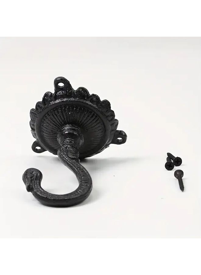 Vintage European Rust Cast Iron Ceiling Hook Ornate Floral Design Easy Installation Ideal For Home Decor Hanging Plants Plant Decor - Image 2