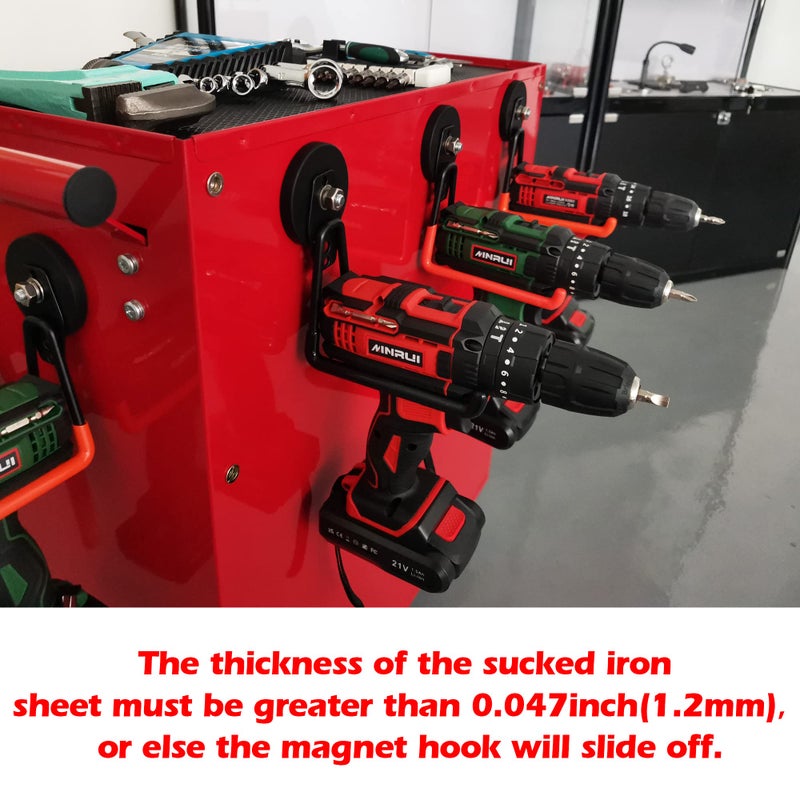 ULIBERMAGNET Magnetic Power Tool Organizer,Cordless Drill Garage Hook Heavy Duty,Large & Strong Manget with Hooks for Garage,Workshop Organization,2 Pack Hooks for Drill,Garden Tool(Orange) - Image 5