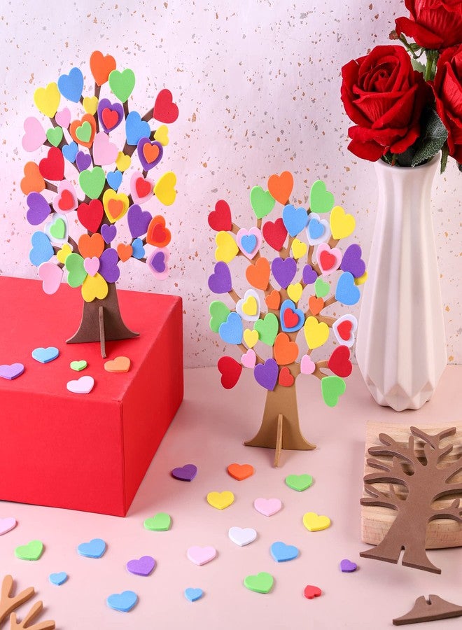 Fovths 332 Pieces DIY Love Heart Tree Foam Stickers Craft Set 12 Pieces Tree and 320 Pieces Valentine's Day Self-Adhesive Foam Heart for Valentine's Day Wedding Mother's Day Home Decor School DIY - Image 5