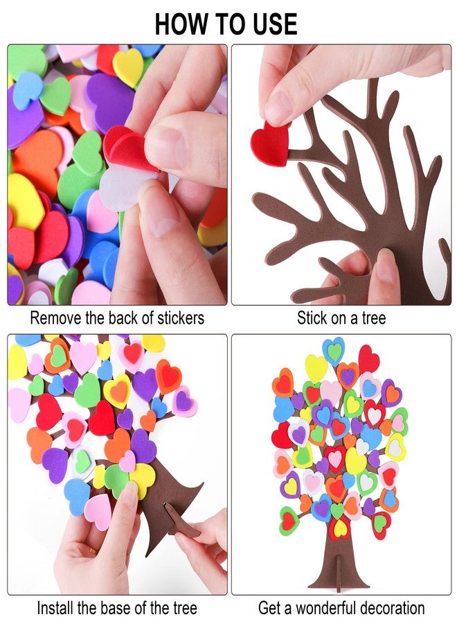 Fovths 332 Pieces DIY Love Heart Tree Foam Stickers Craft Set 12 Pieces Tree and 320 Pieces Valentine's Day Self-Adhesive Foam Heart for Valentine's Day Wedding Mother's Day Home Decor School DIY - Image 3