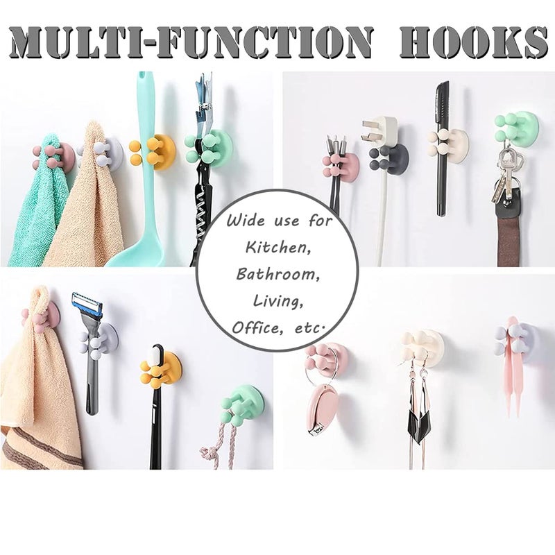 Defrko Silicone Toothbrush Holders - 6 Pcs Razor Hooks Adhesive Wall Mounted for Hanging Towel Key Plug Cable, Utility Decoration Hook Stick to Dorm Room Door Function for Kitchen Bathroom Home Office - Image 2