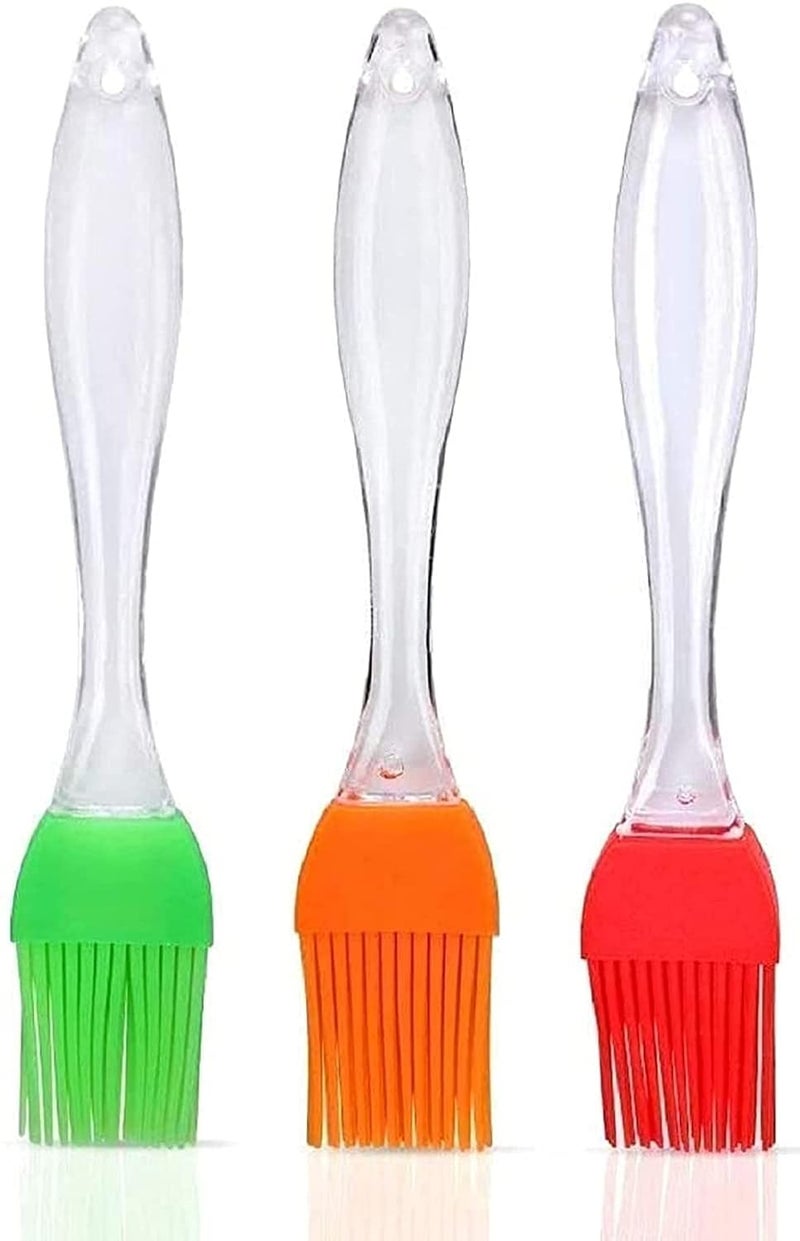 Xacton Flat Pastry Brush | Multi-Purpose Silicone Durable Easy Use | Oil Cooking Brush for Grilling, Tandoor, Cooking, Baking, BBQ | Brush for Cooking | Cooking Tools | Multicolor - Set of 3 - Image 1