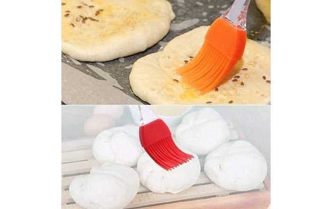 Xacton Flat Pastry Brush | Multi-Purpose Silicone Durable Easy Use | Oil Cooking Brush for Grilling, Tandoor, Cooking, Baking, BBQ | Brush for Cooking | Cooking Tools | Multicolor - Set of 3 - Image 4