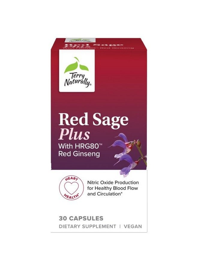 Terry Naturally Red Sage Plus with HRG80 Red Ginseng - Energy & Brain Health Support Supplement - 30 Capsules (30 Servings) - Image 1