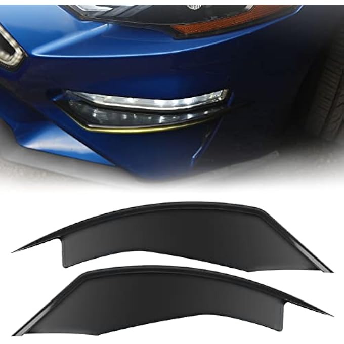 LitMiRaCle Front Bumper Fog Light Vent Trim Ford Mustang Accessories Front Fog Light Eyelid Trim Cover For Ford Mustang 20182019202020212022 Black - Image 1