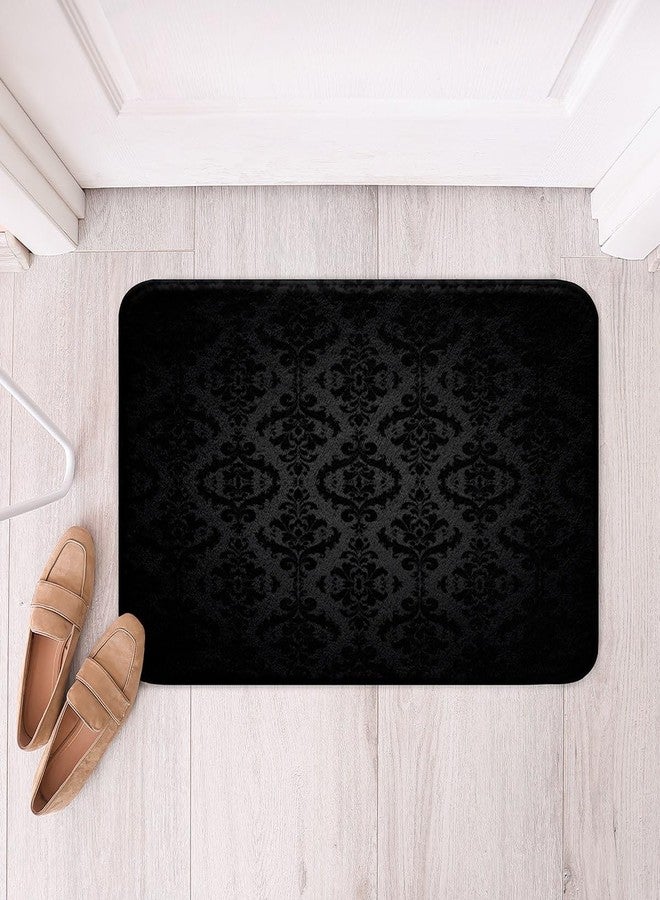 Feelyou سجاد حمام بنقشة دمشقية سوداء من فيليو، مقاس 16 × 24 بوصة، سجاد حمام للأطفال بنقشة زهور عتيقة، مناسب للاستحمام وحوض الاستحمام، للأولاد والبنات والمراهقين، سجاد حمام عتيق بنمط الباروك الفيكتوري، إكسسوارات حمام بنمط الباروك - Image 3
