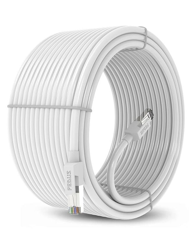 FEDUS 50 Meter Heavy Duty Outdoor Cat6 Cable Weatherproof/UV Resistant 10000mbps Ethernet Cable Suitable for Direct Burial Installations Ethernet Patch LAN Cable,Internet cable Network Cord White - Image 1