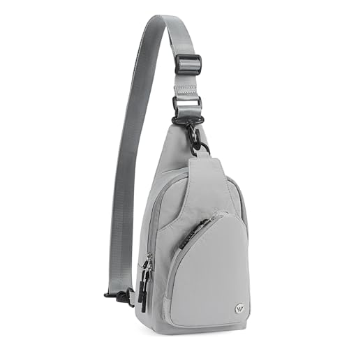 WESTBRONCO Small Sling Bag for Women Nylon Crossbody Purses, Lightweight Crossbody Sling Backpck with Water Bottle Holder for Travel Casual Daily, Grey - Image 1