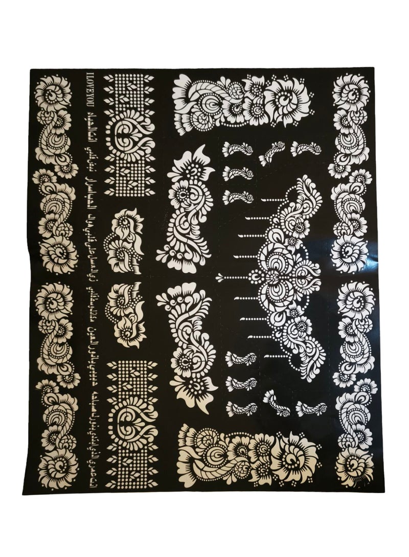 Generic 4 Pieces of Henna Designs Large Size Mould Stickers with Necklace Design and for Handss or Feet - Image 5