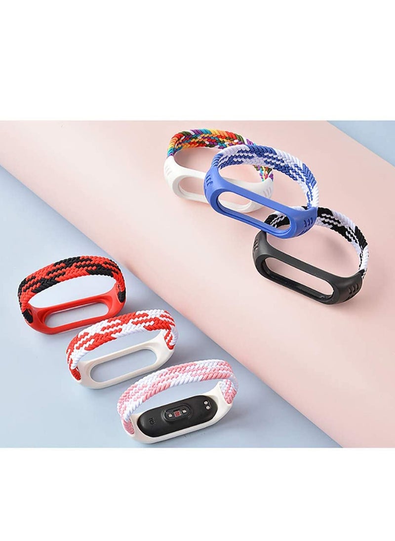 SYOSI - Braided Solo Loop Strap Compatible for Mi band 5 6 Straps, Soft Stretchable Nylon Sport Replacement Band Miband4 Miband5 Wristband For Mi Band 4 3 StrapRainbow, L - Image 1