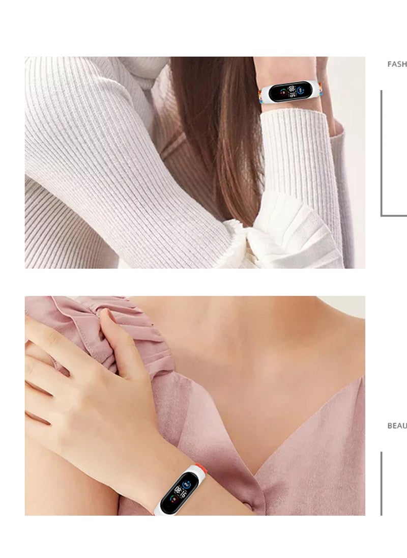SYOSI - Braided Solo Loop Strap Compatible for Mi band 5 6 Straps, Soft Stretchable Nylon Sport Replacement Band Miband4 Miband5 Wristband For Mi Band 4 3 StrapRainbow, L - Image 1