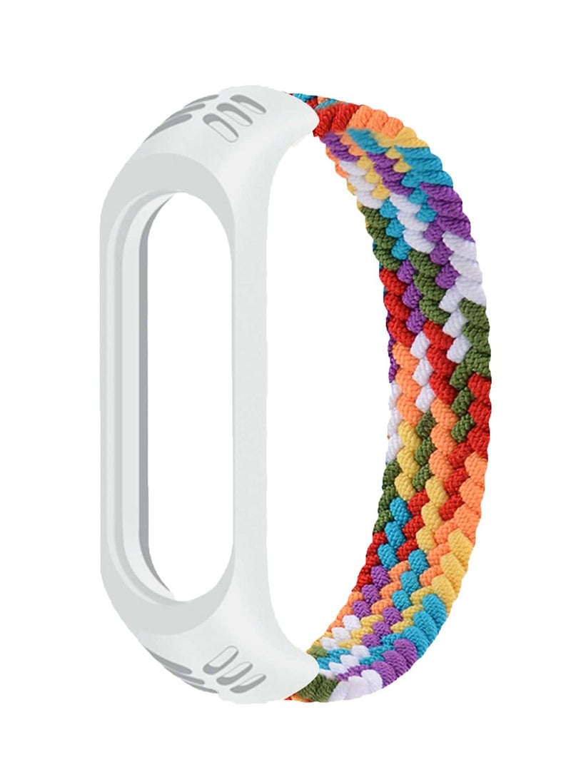 SYOSI - Braided Solo Loop Strap Compatible for Mi band 5 6 Straps, Soft Stretchable Nylon Sport Replacement Band Miband4 Miband5 Wristband For Mi Band 4 3 StrapRainbow, L - Image 1