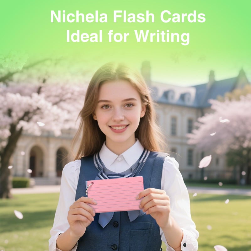 Nichela 250 Count Pink Index Cards with Ring 3 x 5 Inch Heavyweight Ruled Index Cards, Flash Cards for School & Office Supplies and Home Organization, Durable Study To Do List Note Cards with Ruled Lines - Image 5