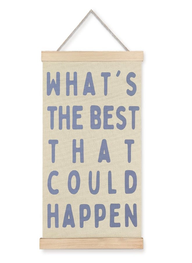 BearCake Inspirational Blue Positive Affirmations Wall Decor Art, What's the Best That Could Happen Decor for Home Office, 12x16 Inch - Image 1