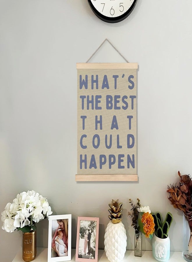 BearCake Inspirational Blue Positive Affirmations Wall Decor Art, What's the Best That Could Happen Decor for Home Office, 12x16 Inch - Image 2