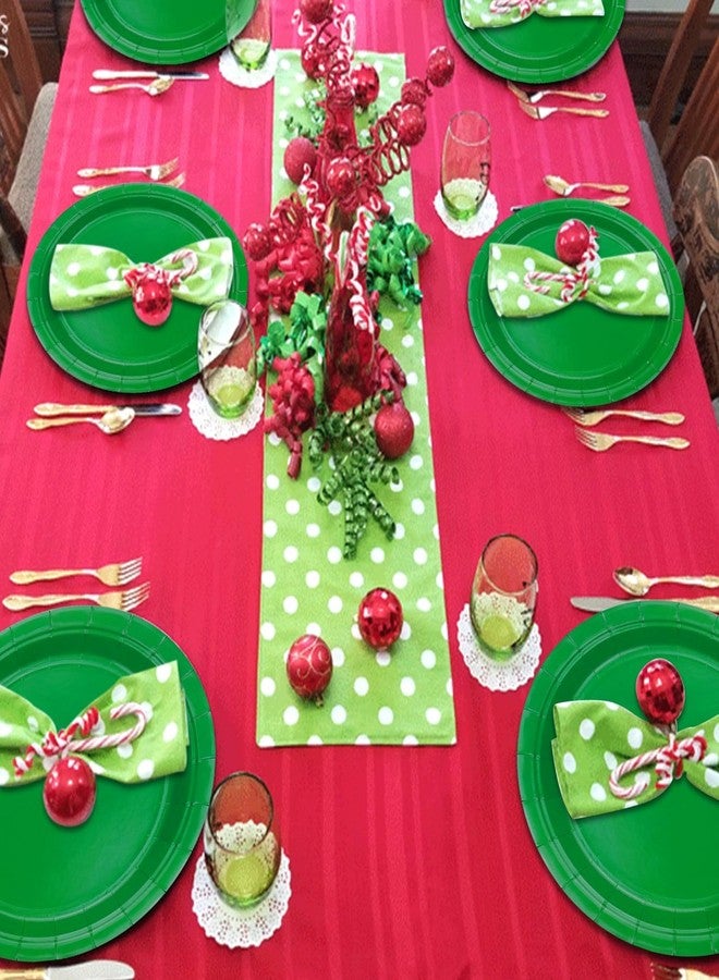 PTECDROTS 50 PCS Green Paper Plates - 9” Dark Green Disposable Plates Round Dinner Plates for BBQ Birthday Party Picnic Supplies Daily Use Christmas Party Supplies - Image 5