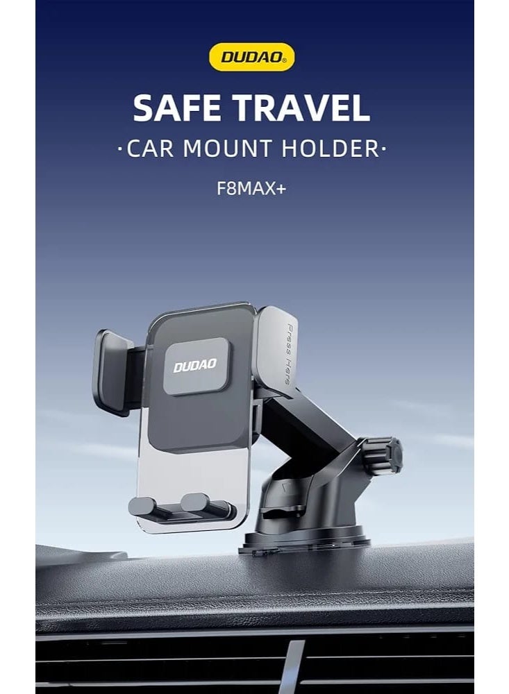 دوداو حامل هاتف السيارة F8Max+ من Dudao - قابل للتعديل بزاوية 360 درجة للوحة القيادة والزجاج الأمامي، تشغيل بيد واحدة - Image 2