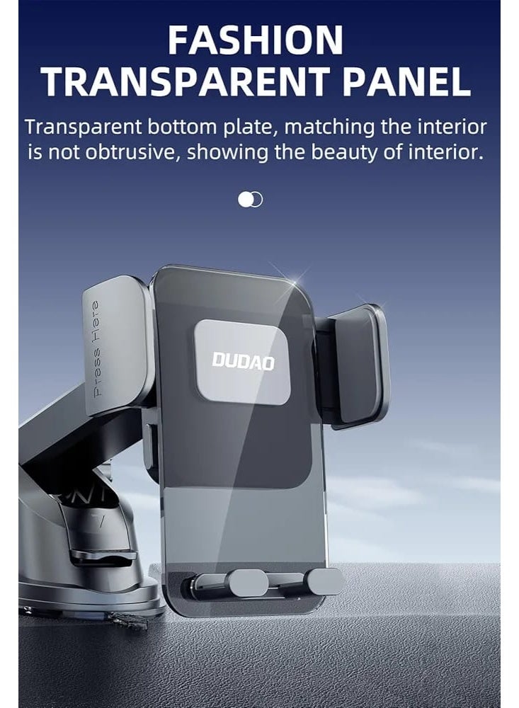 دوداو حامل هاتف السيارة F8Max+ من Dudao - قابل للتعديل بزاوية 360 درجة للوحة القيادة والزجاج الأمامي، تشغيل بيد واحدة - Image 3