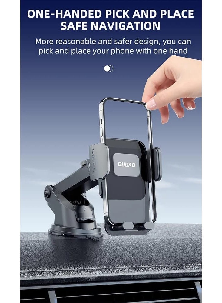 دوداو حامل هاتف السيارة F8Max+ من Dudao - قابل للتعديل بزاوية 360 درجة للوحة القيادة والزجاج الأمامي، تشغيل بيد واحدة - Image 4